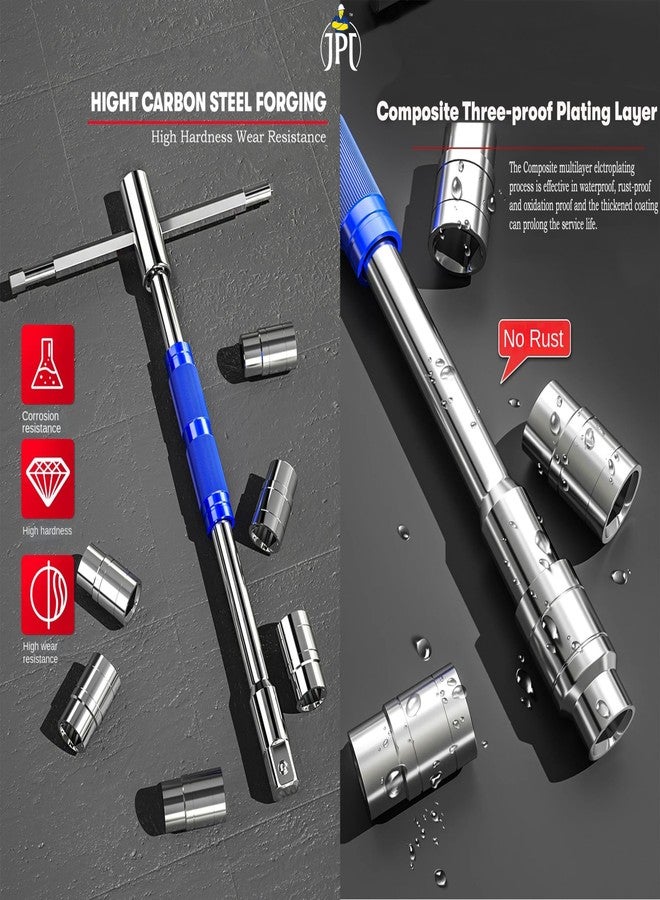 JPT مفتاح ربط JPT دوار 360 درجة من النوع T مقاس 1/2 بوصة (12.5 مم) مع ذراع ربط قابل للفصل على شكل حرف T لأدوات أكمام مقبس الزاوية السداسية/الاثني عشر - Image 5